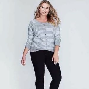 Lane Bryant gray & silver striped cardigan 18/20